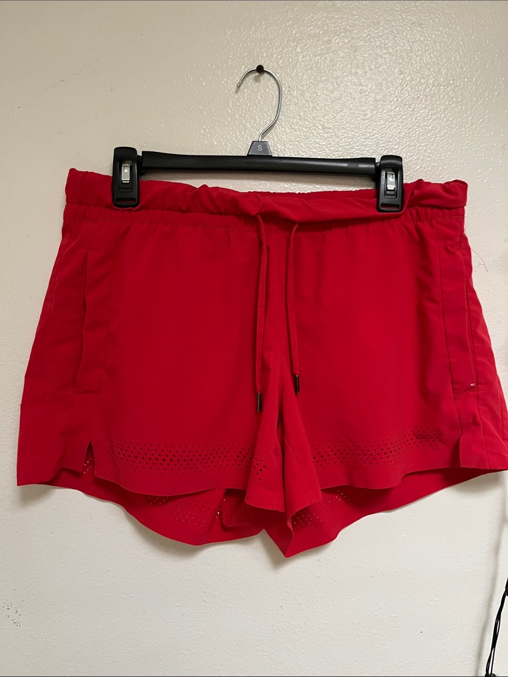 Athleta Red Laser-Cut Athletic Shorts